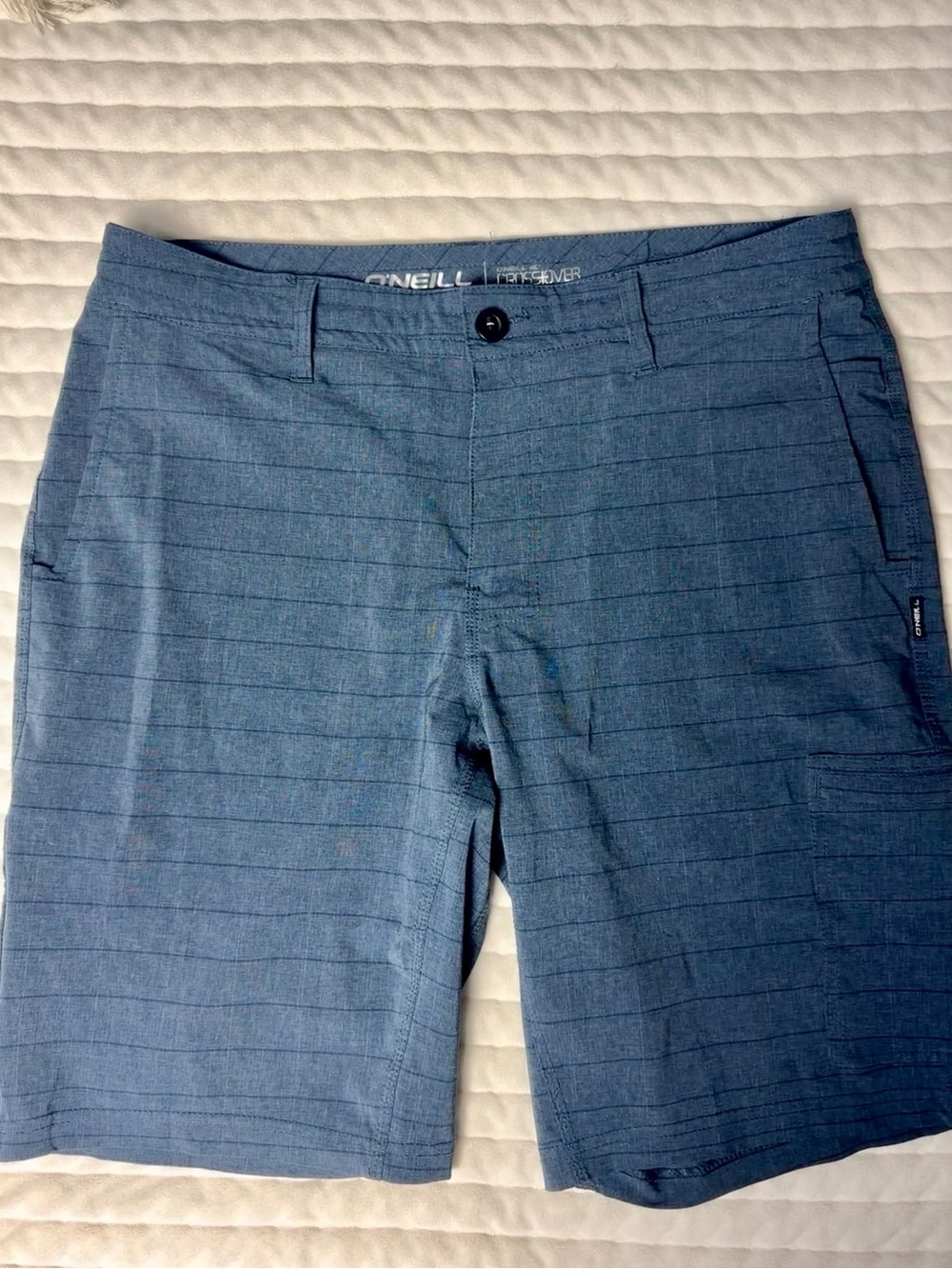 O'Neill Men's Crossover Hybrid Cargo Shorts Blue Striped Size 34 Performance